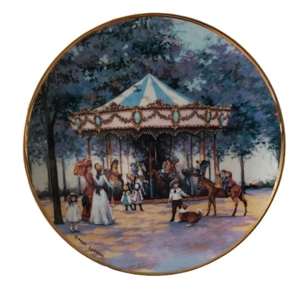 Franklin Mint Signed Porcelain Carousel Plate by Sandi Lebron